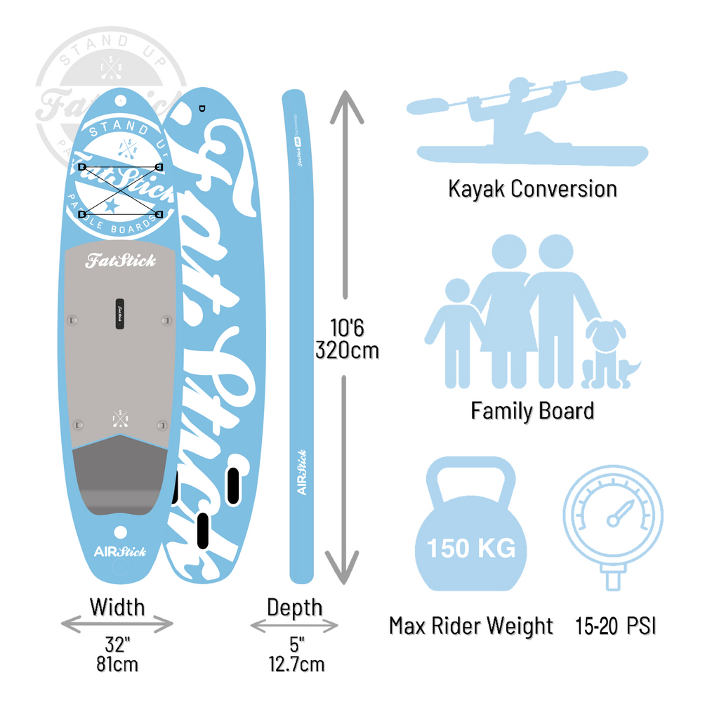 AirStick 10’6 Inflatable Paddleboard – Beginner SUP Package